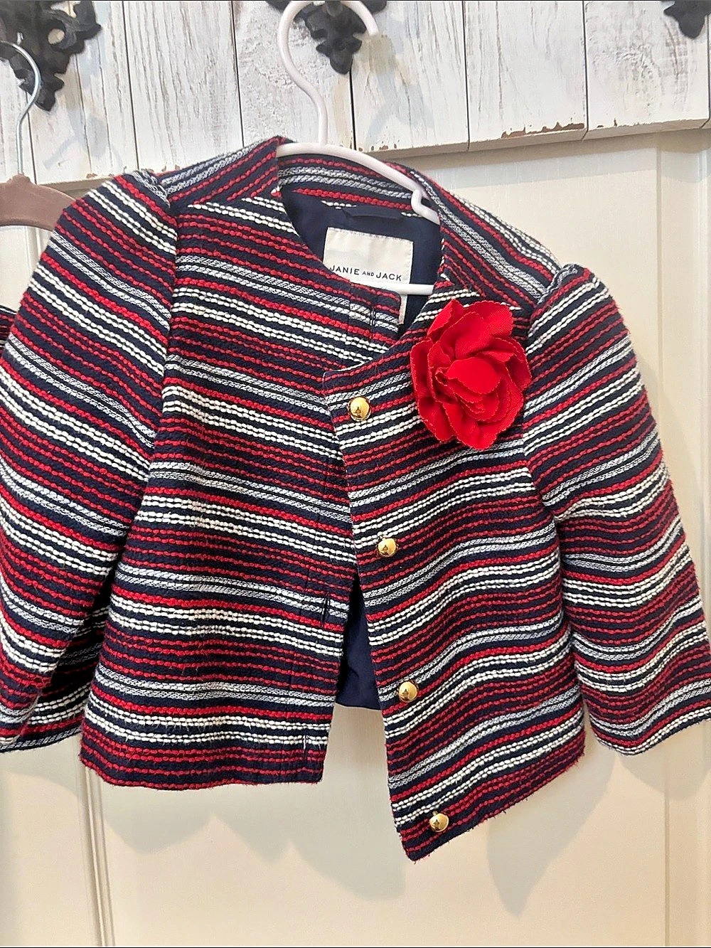 Janie and Jack Girls Size 6 Striped Jacket & Ruffle skirt 6t